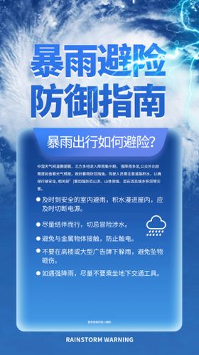 编号：29751609241707479085【酷图网】源文件下载-暴雨预警谨慎出行宣传海报