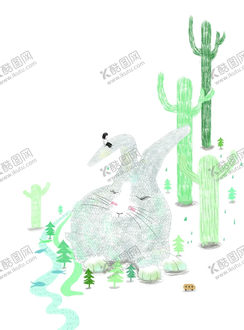 编号：72813404220317211875【酷图网】源文件下载-少女兔子魔幻插画卡通背景素材