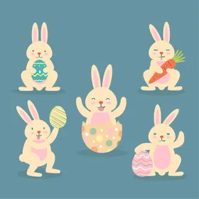 卡通兔子可爱小动物矢量图