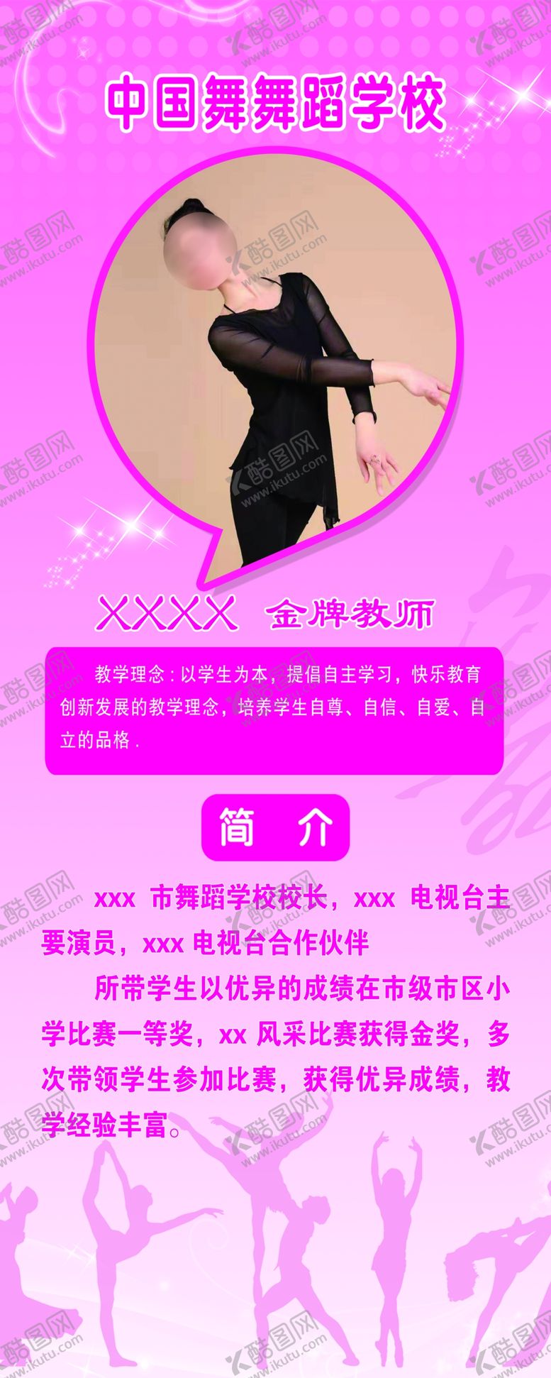 编号：10741102171548473008【酷图网】源文件下载-舞蹈老师简介展架