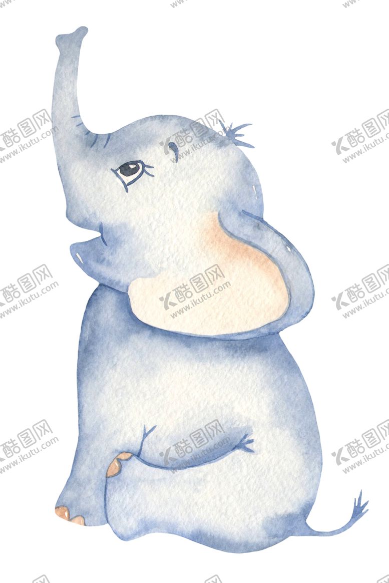 编号：32396005172148493547【酷图网】源文件下载-卡通水彩动物小象