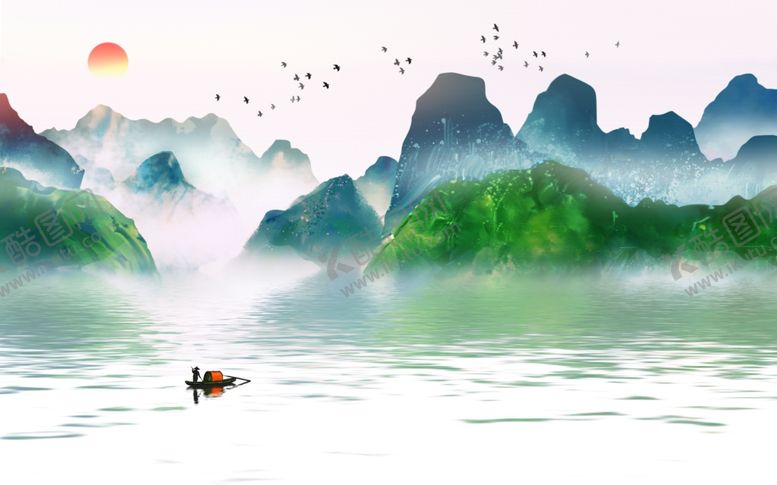 编号：32097109220612498805【酷图网】源文件下载-新中式水墨山水背景
