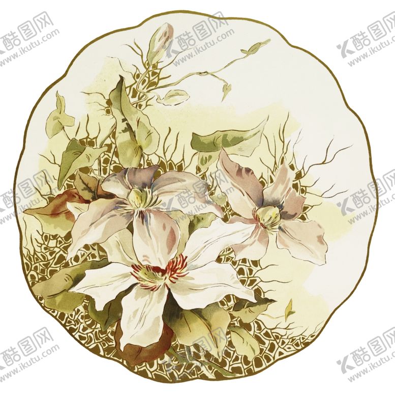 编号：18332605011346039911【酷图网】源文件下载-铁线莲图案