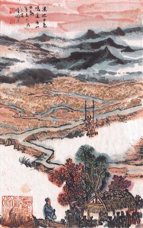 传统水墨国画花枝