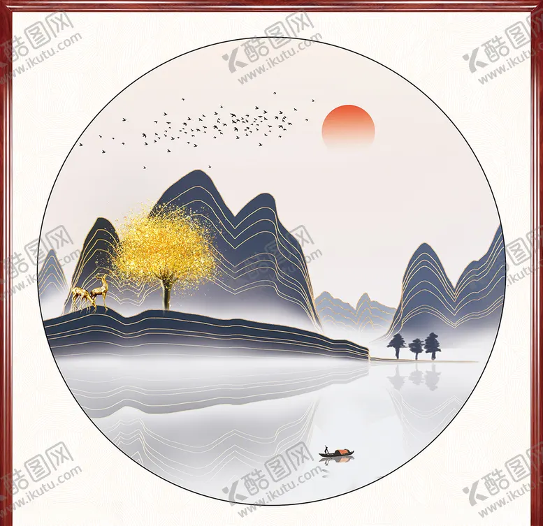 编号：39692404300528563595【酷图网】源文件下载-新中式水墨装饰画