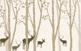 北欧简约抽象树木电视背景墙图片