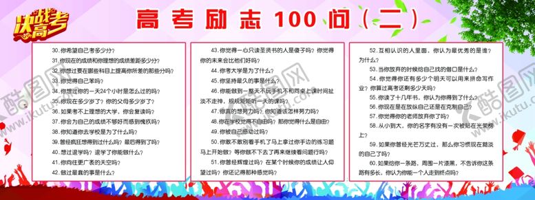 编号：87901710241052375444【酷图网】源文件下载-高考励志100问