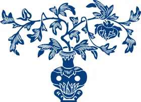 青花瓷图案中国文化国画中国画鸟瓶