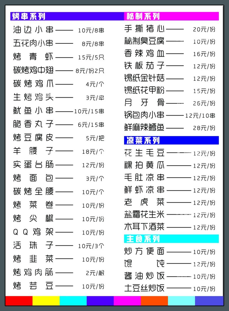 编号：82567812081847155808【酷图网】源文件下载-猪蹄小串菜单