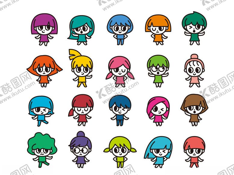 编号：71498810300956413238【酷图网】源文件下载-多彩卡通人物形象集合