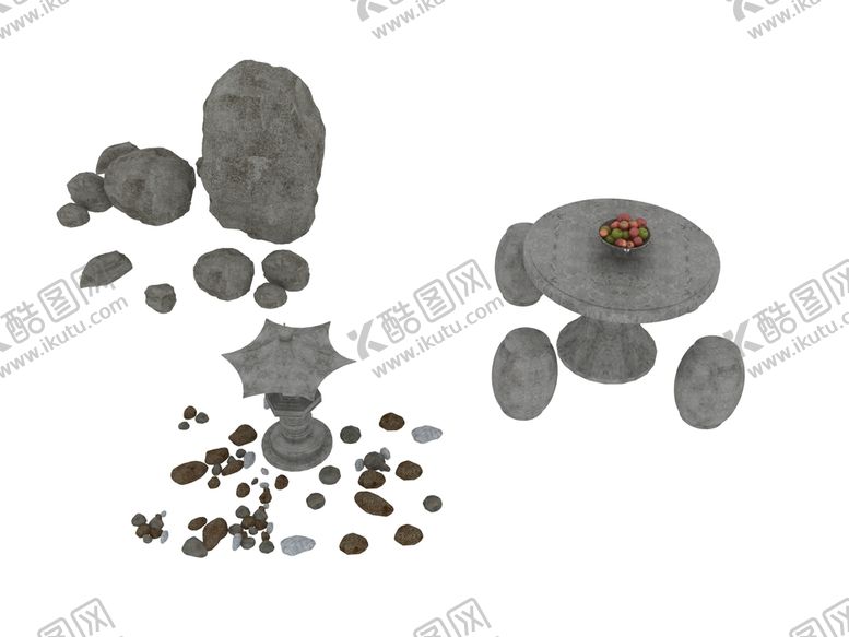 编号：56548910160753051830【酷图网】源文件下载-石头石桌3d模型