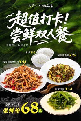 春夏山野餐饮套餐宣传海报
