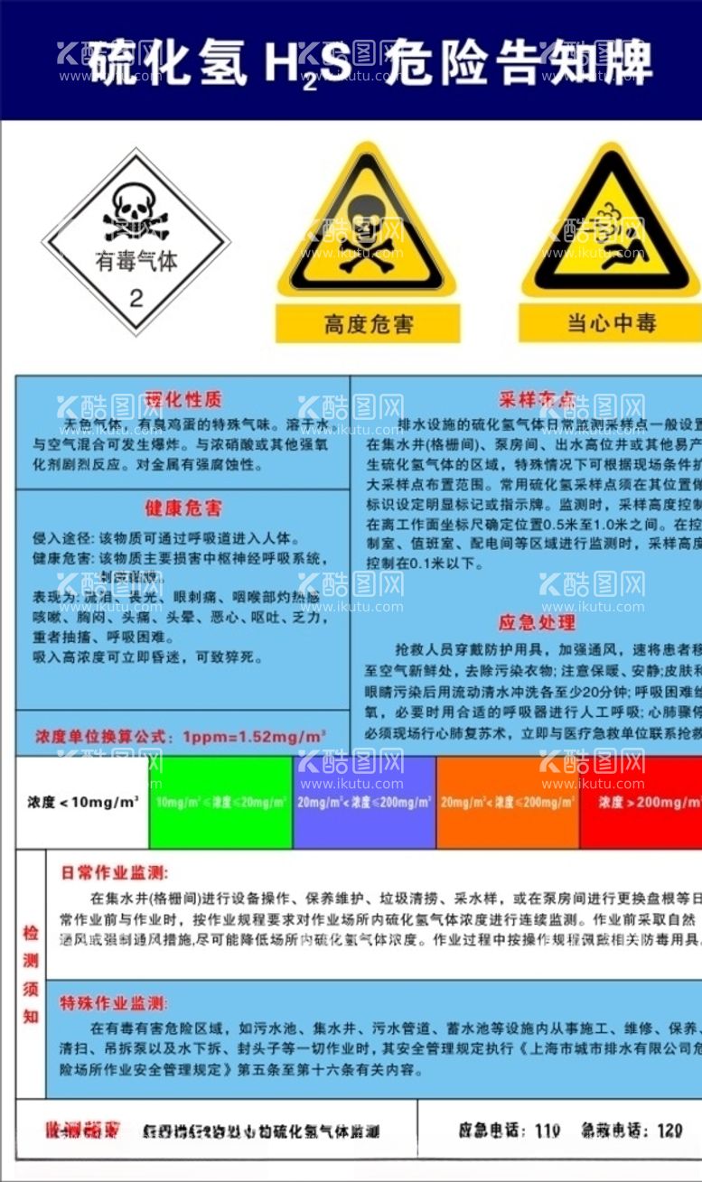 编号：50613203201324003174【酷图网】源文件下载-硫化氢危险告知牌