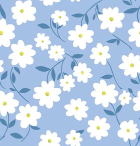 蓝色底白花清新花卉图案