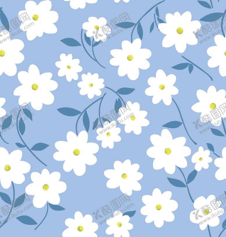 编号：62281504151538157281【酷图网】源文件下载-蓝色底白花清新花卉图案