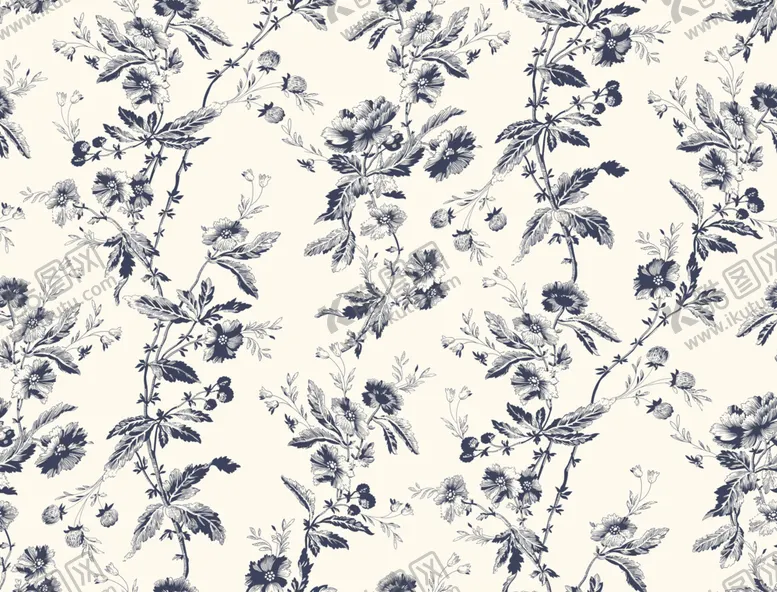 编号：48169712222053047661【酷图网】源文件下载-大牌蓝白花卉图案