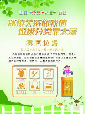 垃圾分类回收保护环境城市展板