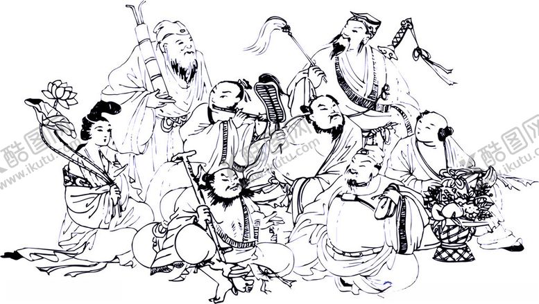 编号：41606304031615182040【酷图网】源文件下载-古代人物群像饮酒图