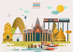 城市旅游创意卡通插画