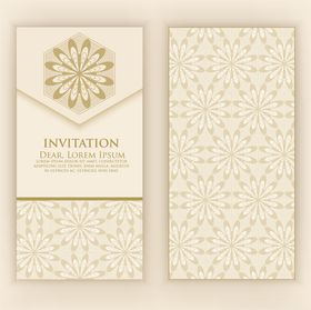 金色花纹邀请函设计模板