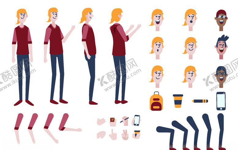 编号：72218210131122208737【酷图网】源文件下载-人物动作拆分