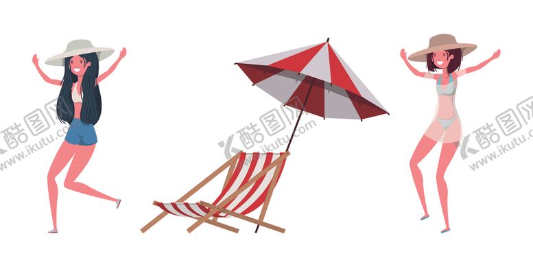编号：95256109281920217401【酷图网】源文件下载-夏日海滩度假休闲插画
