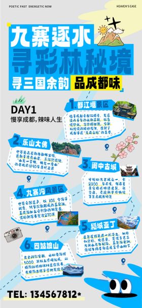 旅行旅游手绘攻略路线海报