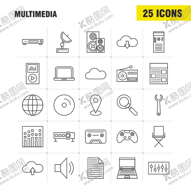 编号：84373609220751153951【酷图网】源文件下载-简约线性互联网设备icon图标