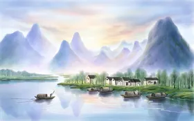 中国风景插画潮宣传文化潮文化