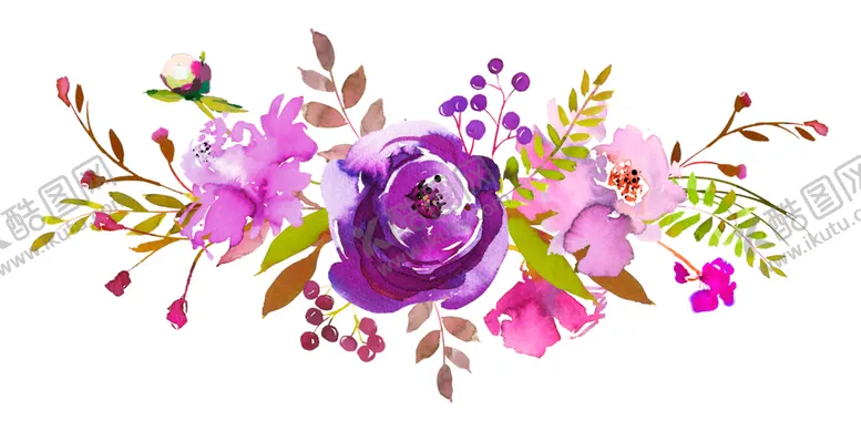 编号：75024904261131321876【酷图网】源文件下载-紫色鲜花花朵花卉花环水彩画