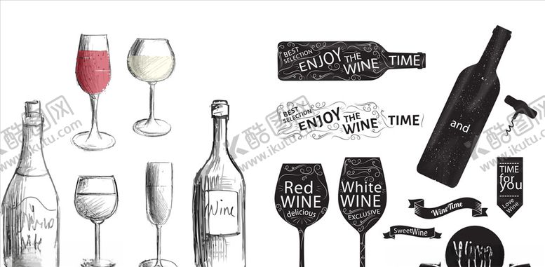 编号：74963510051450354963【酷图网】源文件下载-酒瓶杯子