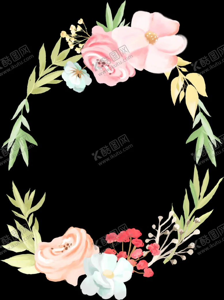 编号：36461510130942312476【酷图网】源文件下载-手绘唯美清新花环