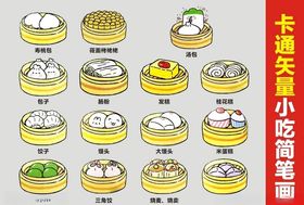 小吃简笔画（卡通矢量）