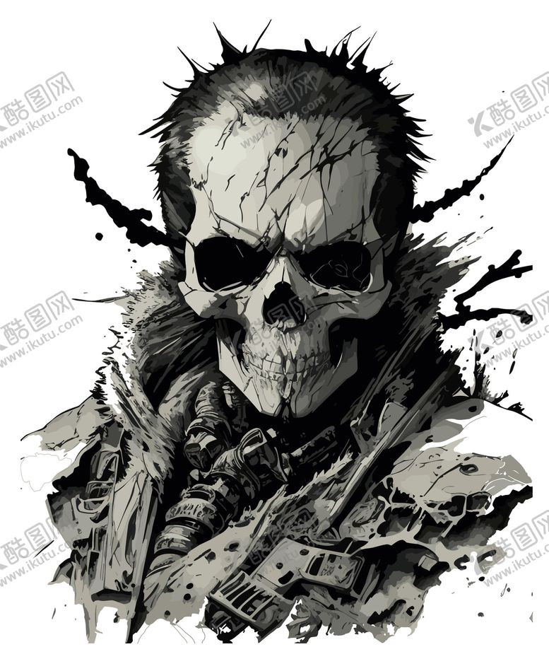 编号：63918109091038454688【酷图网】源文件下载-带刺骷髅战士形象