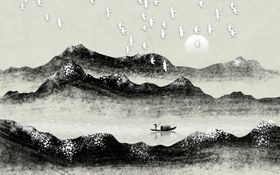 中国风水墨背景墙