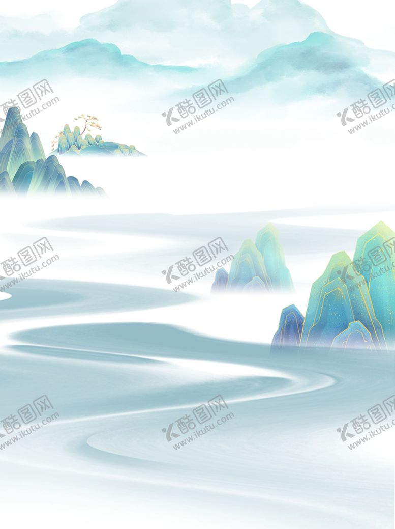 编号：90813409131836404971【酷图网】源文件下载-中式国潮山水中国风插画广告设计