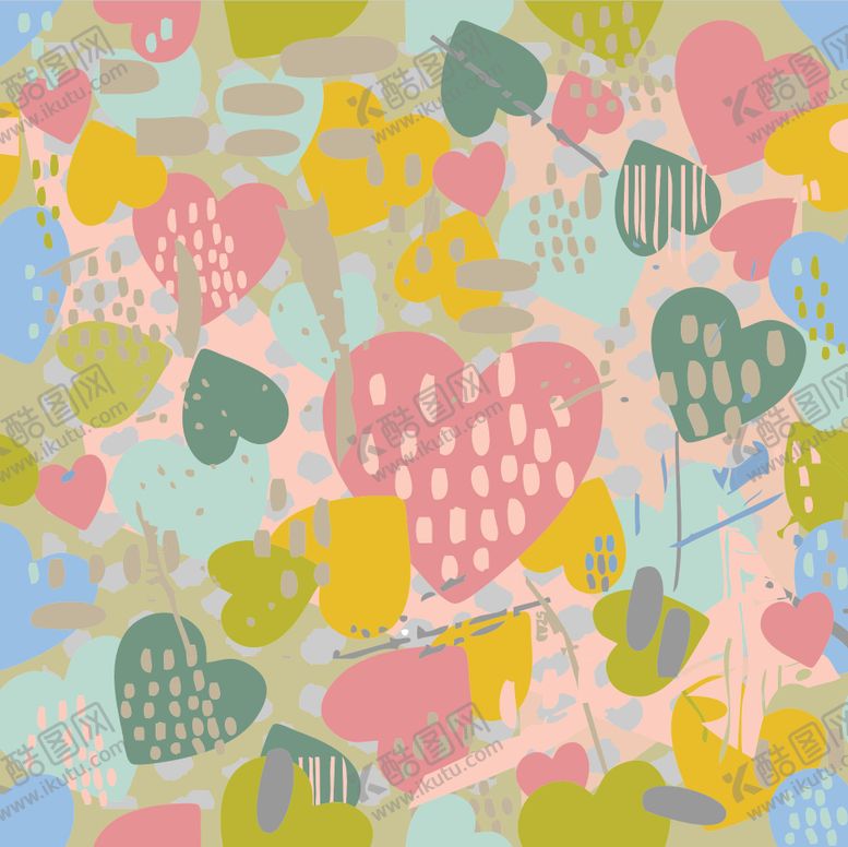 编号：24701209091050022998【酷图网】源文件下载-多彩爱心图案背景