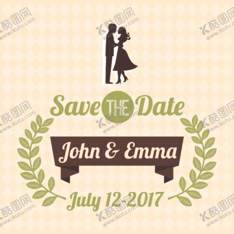 编号：77454610090820018835【酷图网】源文件下载-情侣卡通小人心形设计背景爱心