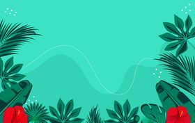 线条矢量手绘花草植物热带瓣底纹白色