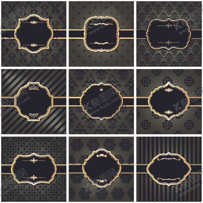 编号：90709910020404257863【酷图网】源文件下载-欧式复古边框标签边框欧式