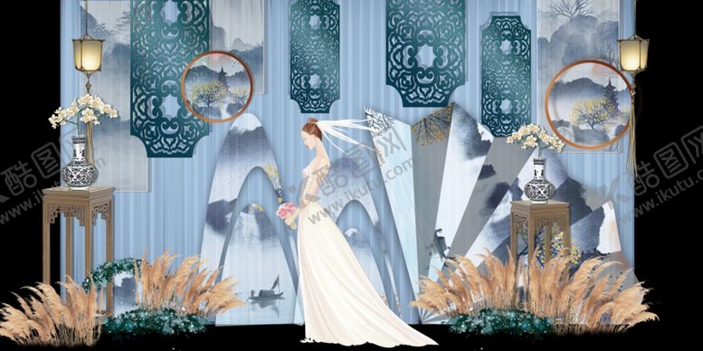 编号：29411910120737147441【酷图网】源文件下载-水墨新中国风婚礼设计背景