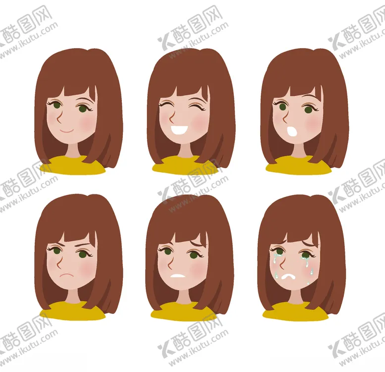 不同表情人物AI矢量图AI设计素材卡通