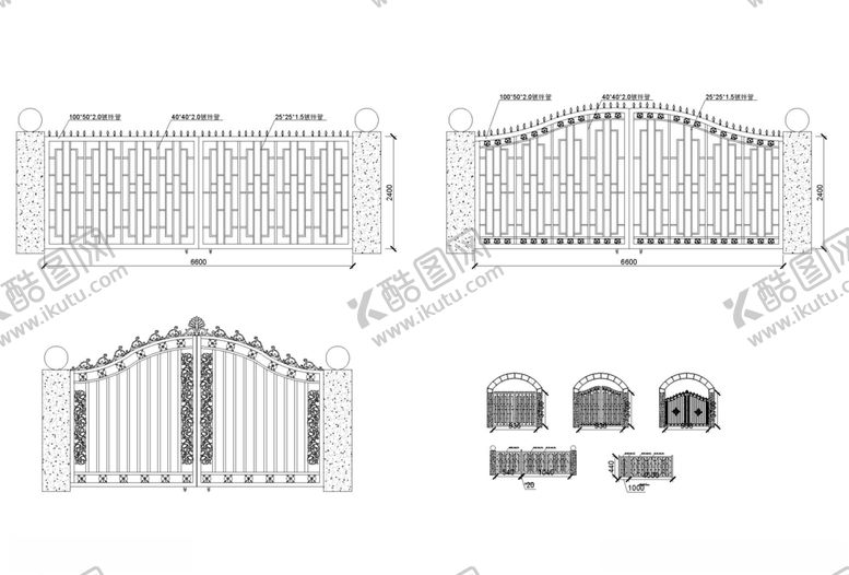 编号：17156909260114175158【酷图网】源文件下载-铁艺大门CAD图