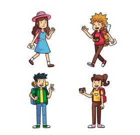 旅客游客Ai矢量卡通人物度假
