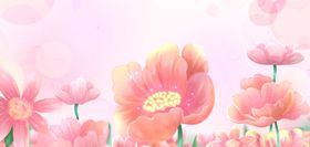 梦幻粉色花卉插画