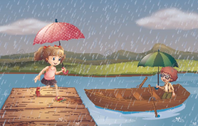 编号：91092006251259131875【酷图网】源文件下载-卡通雨季儿童