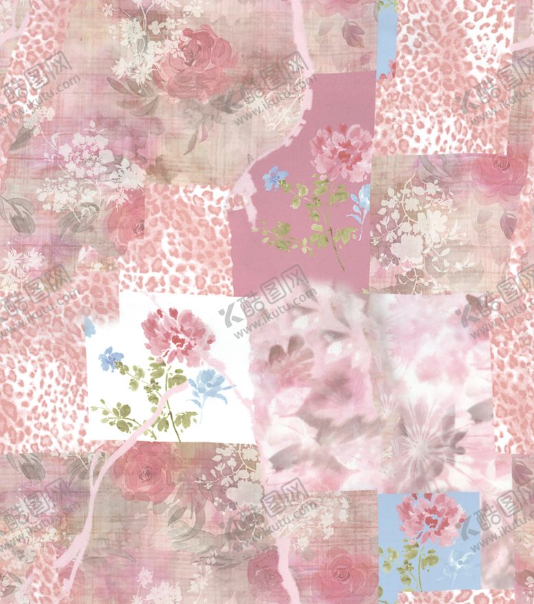 编号：25982004021420308875【酷图网】源文件下载-粉色花卉拼接图案背景