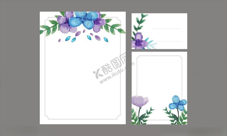 编号：92686011150056073227【酷图网】源文件下载-蓝色花卉卡片请柬邀请函背景