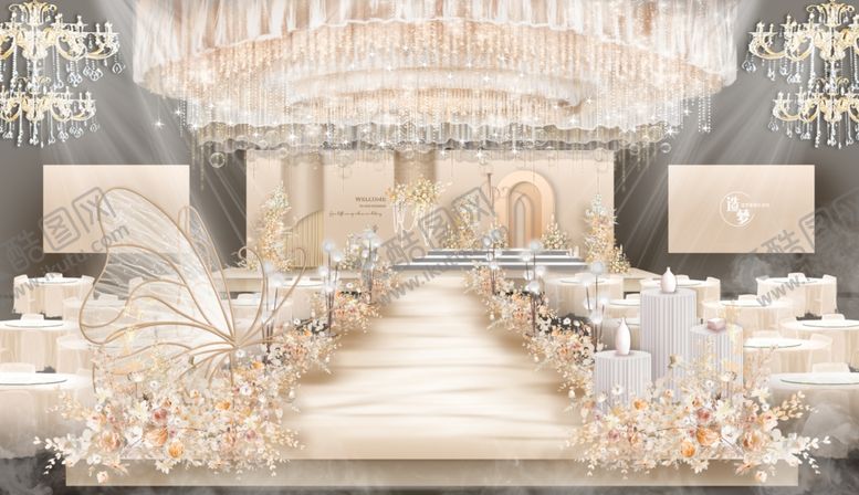 编号：29077909272149481298【酷图网】源文件下载-金色香槟浪漫婚礼