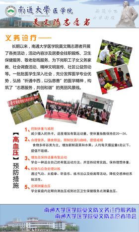 南通大学莫文隋志愿者义诊展板